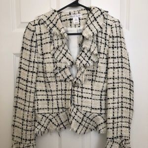 "Chanel esque"  Black and White Blazer Coat